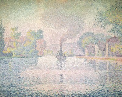 サノアのセーヌ川、タグボートl&39;Hirondelle、1901 作： Paul Signac